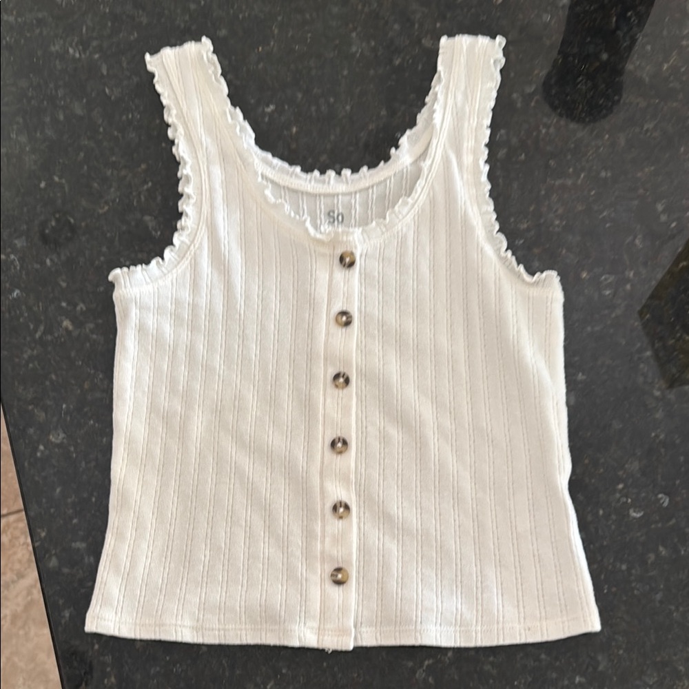 SO Cream Ribbed Tank Top